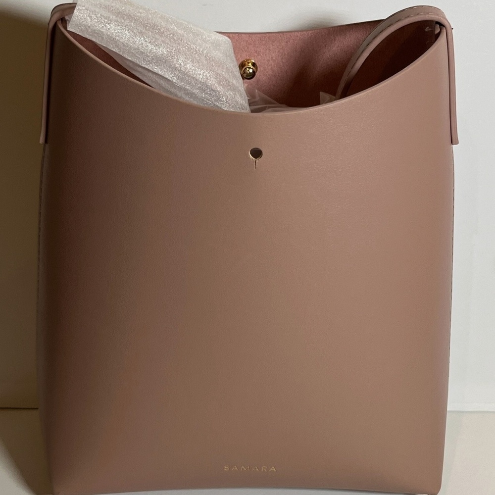 Samara Bucket Bag Womens Blush Pink Vegan Leather‎ Tote Handbag Minimalist Purse